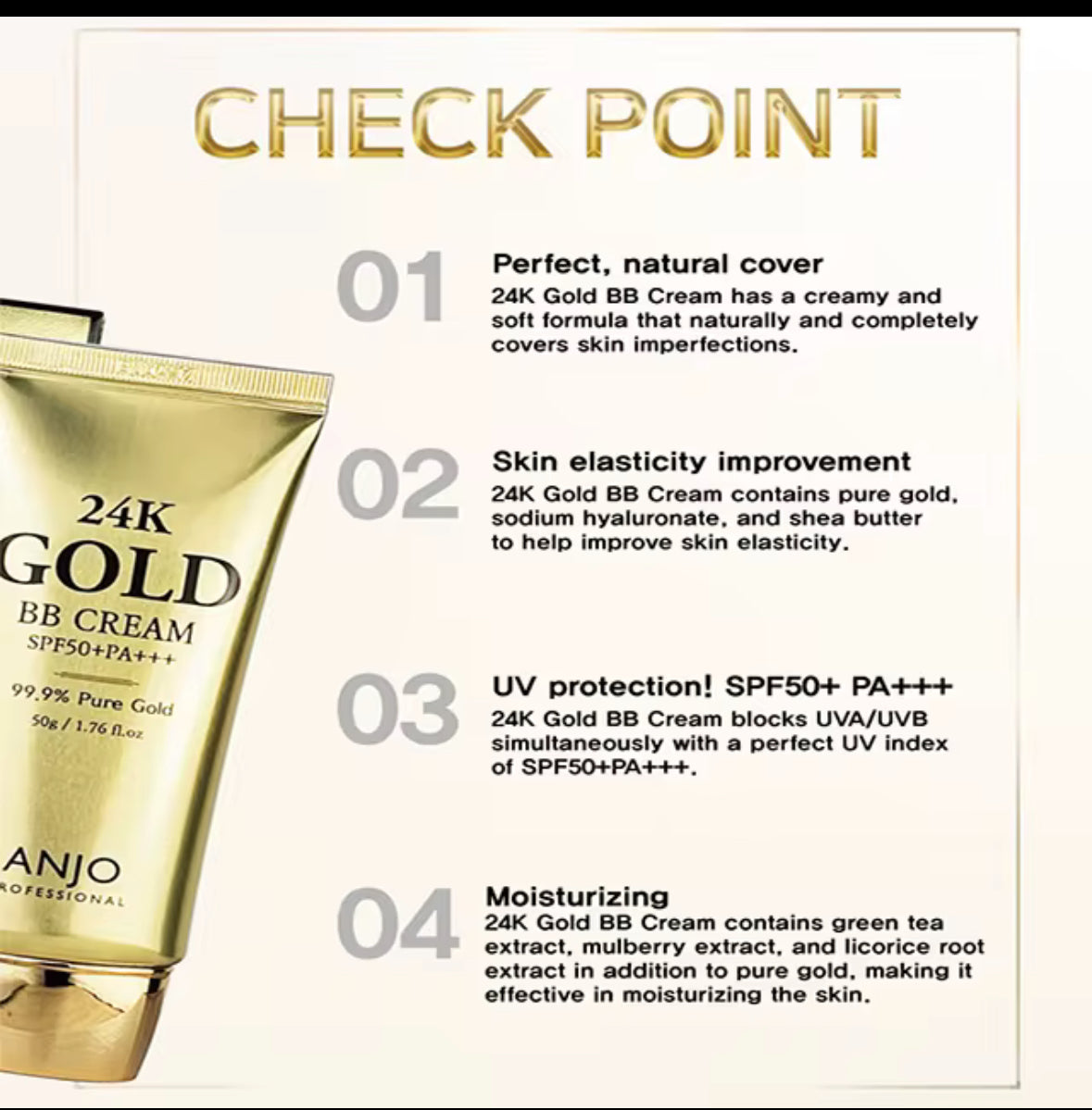 24K GOLD BB CREAM SPF50+PA+++ 99.9% Pure Gold 50g / 1.76 f.oz